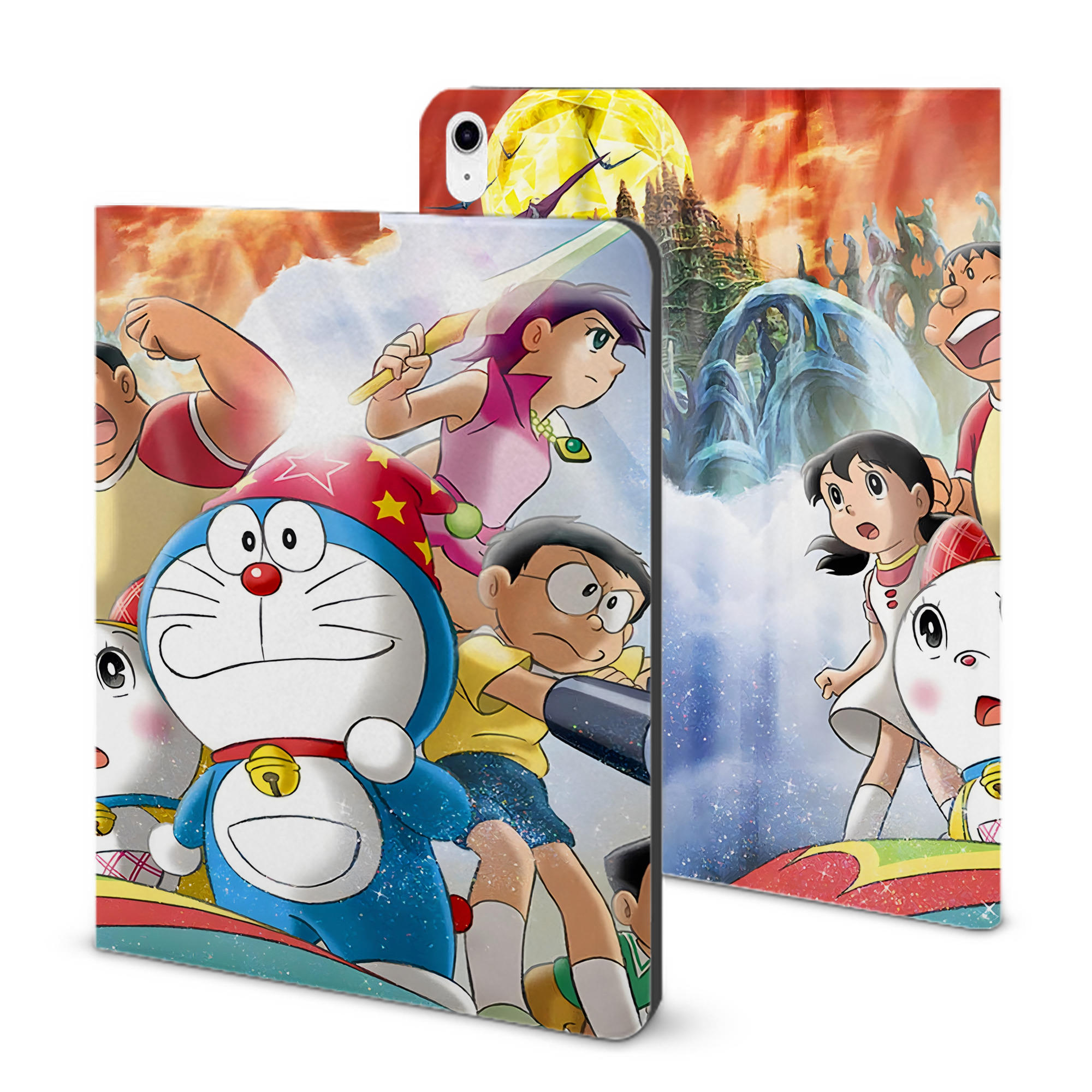 （画像用） ドラえもん Doraemon IPad ケース ブック型 PUレザー TPU 耐衝撃 軽量 薄型 ペン収納なし 全面保護 IPad 各モデル対応